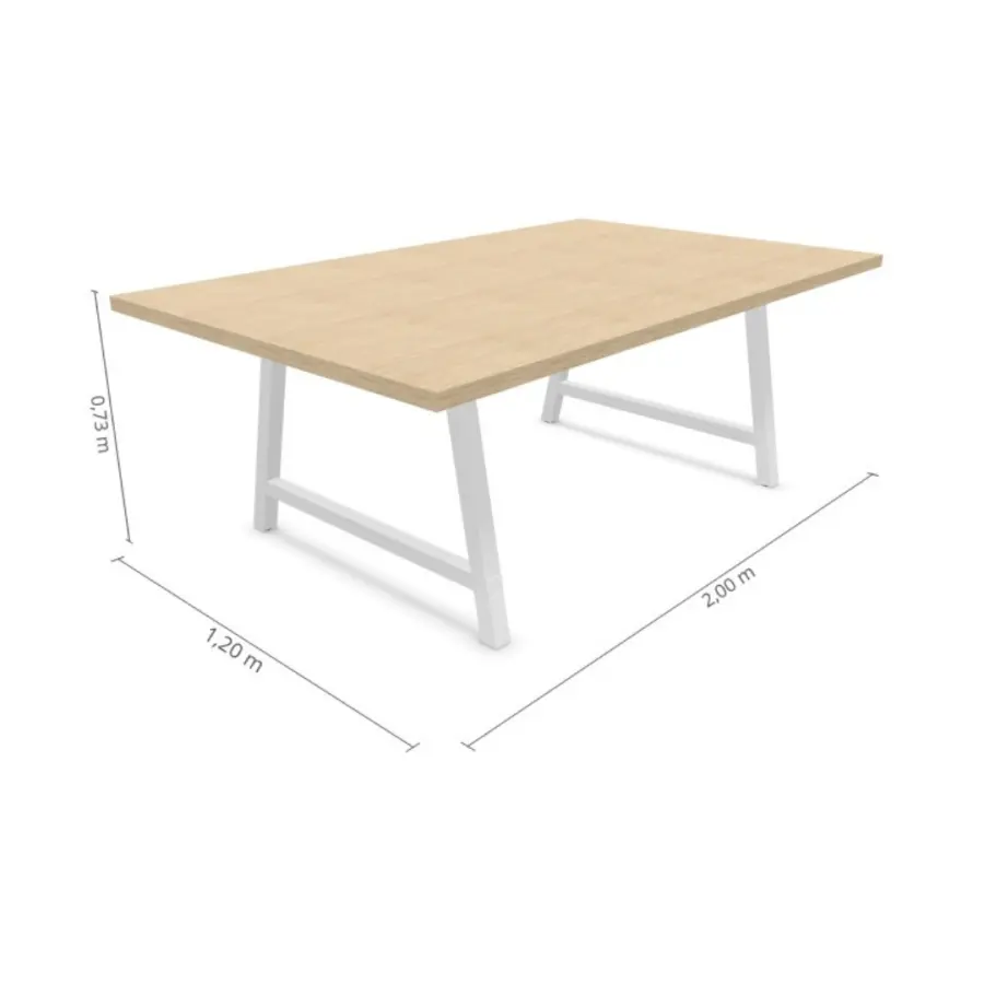 Table de réunion - Buronomic/Cohésion - 200x120cm - Chêne fil