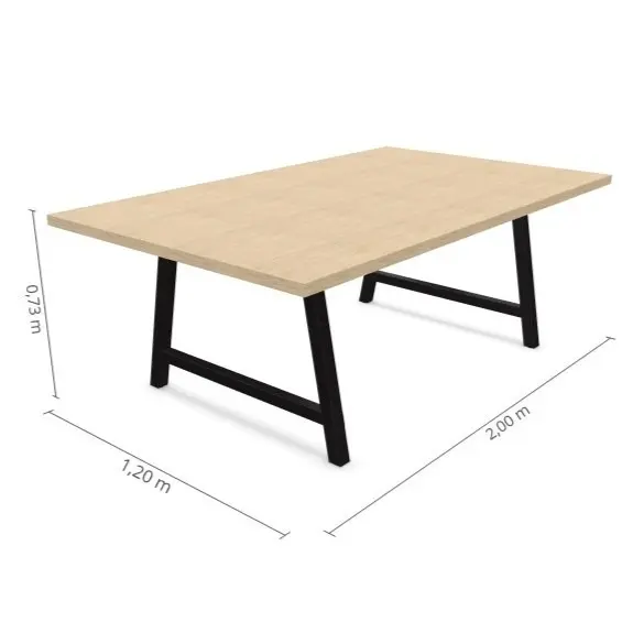 Table de réunion - Buronomic/Cohésion - 200x120cm - Chêne fil